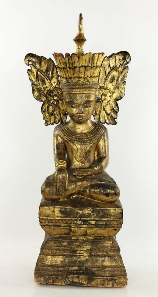 Appraisal: - th th C Thai Gilt Wood Buddha th th