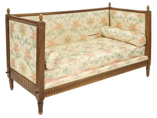 Appraisal: French Louis XVI style walnut daybed th c acorn finials