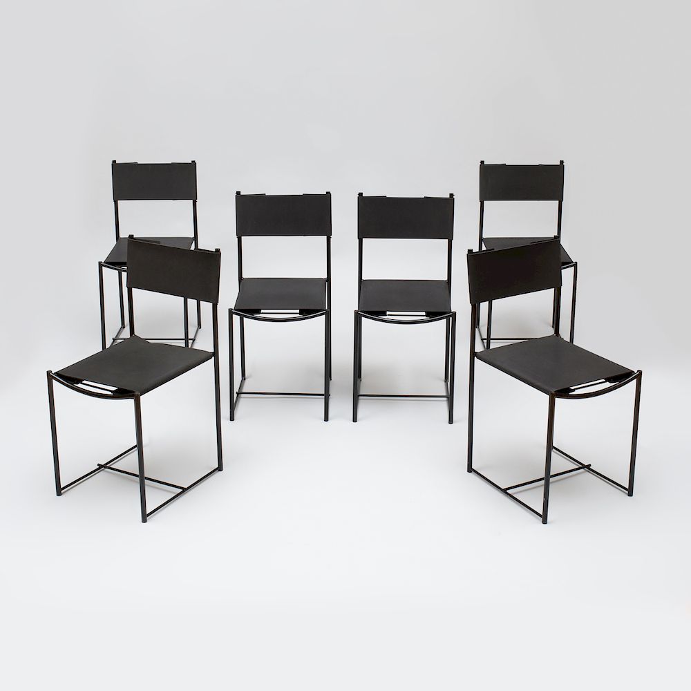 Appraisal: Set of Six Painted Metal and Neoprene Spaghetti Side Chairs