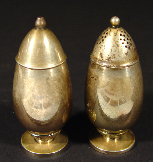 Appraisal: Pair of Georg Jensen silver salt and pepperettes of ovoid