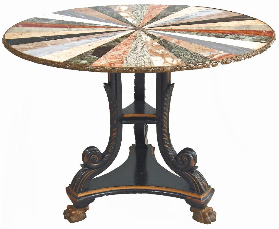 Appraisal: Good th century circular specimen marble occasional table the top