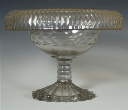 Appraisal: A Regency cut glass comport with turn-over rim ribbed column