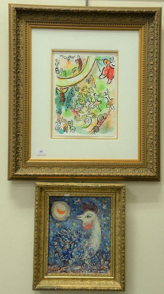 Appraisal: Four framed pieces after Marc Chagall two watercolor on paper