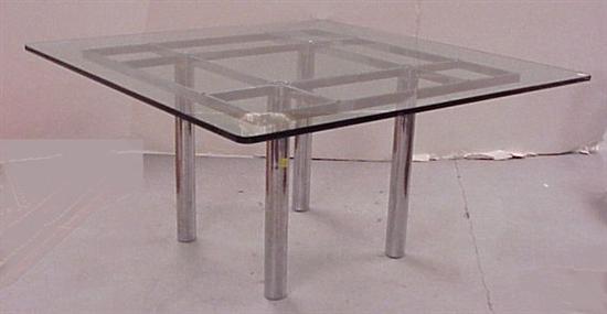 Appraisal: Chrome dining table with glass top includes extra bag of