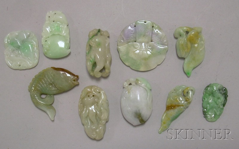 Appraisal: Ten Carved Jade Pendants and Other Items of various shaped