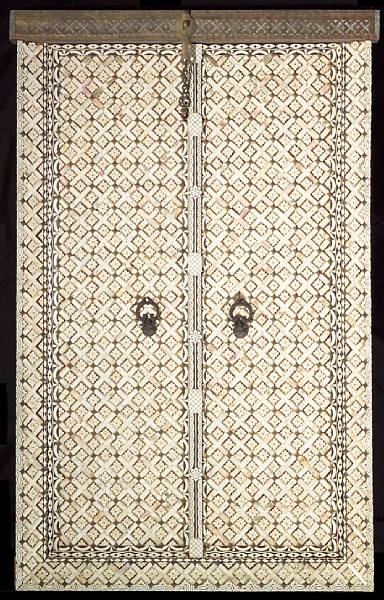 Appraisal: An Indian metal mounted bone and hardwood doorway first half