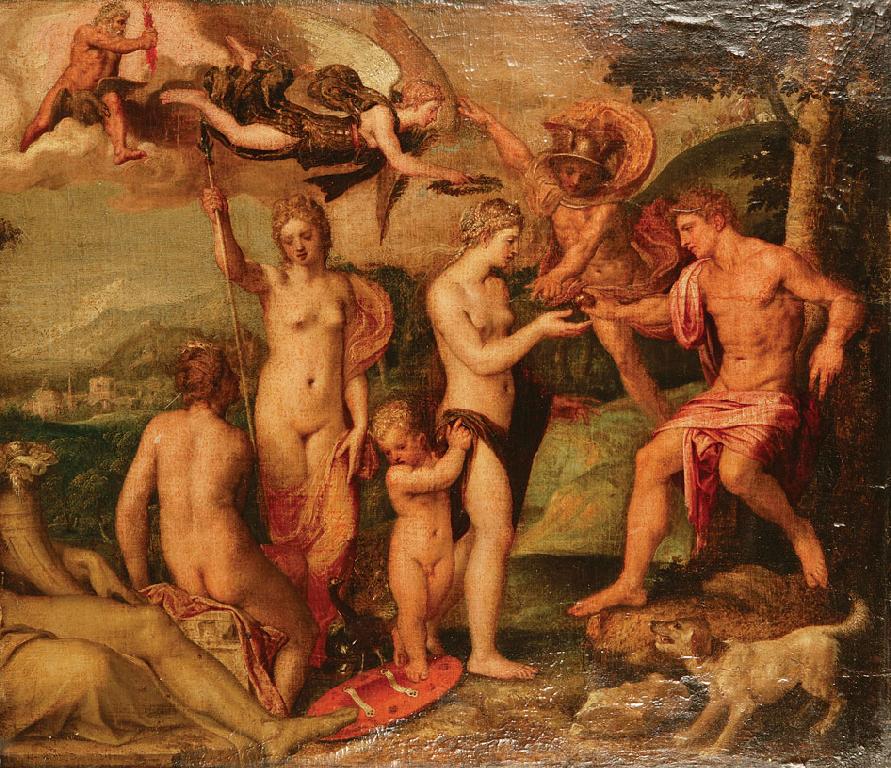 Appraisal: CIRCLE OF PAOLO FIAMMINGO The Judgment of Paris oil on