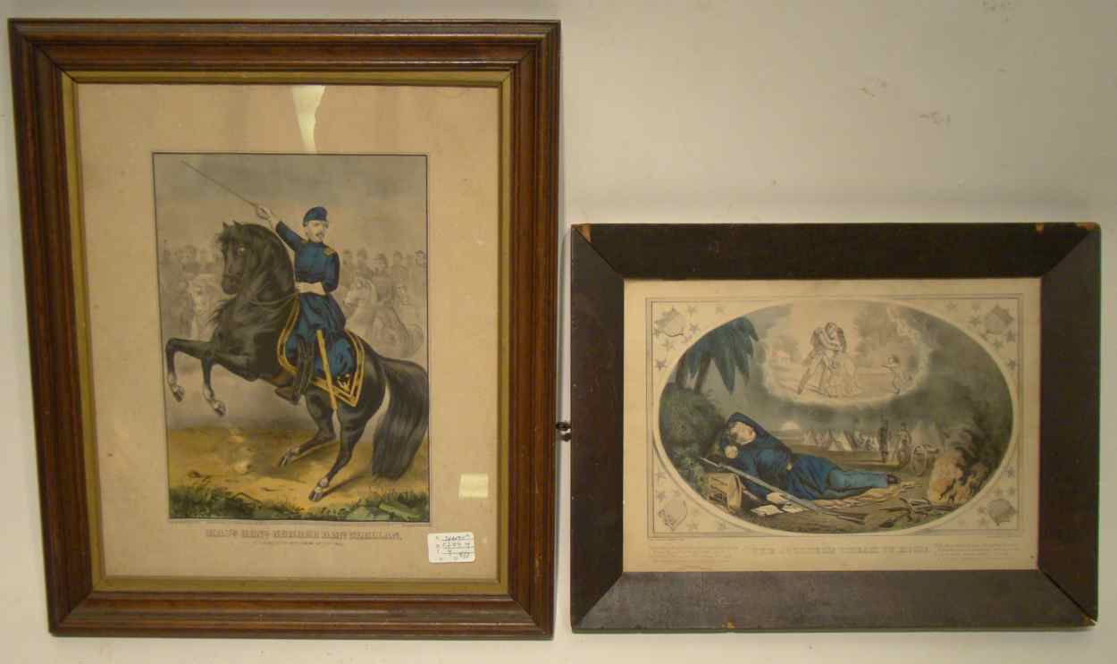 Appraisal: FOUR FRAMED CURRIER IVES LITHOGRAPHS The Soldiers Home The Vision