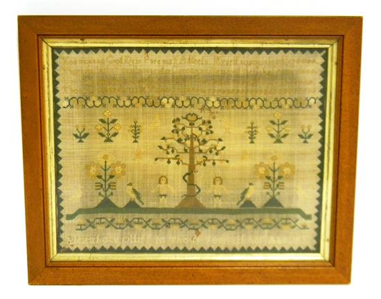 Appraisal: th C English sampler by Elizabeth Olliff Adam and Eve