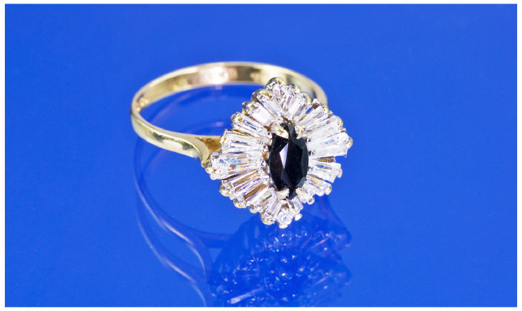 Appraisal: Carat Gold Diamond and Sapphire Star Spray Ring Fully hallmarked