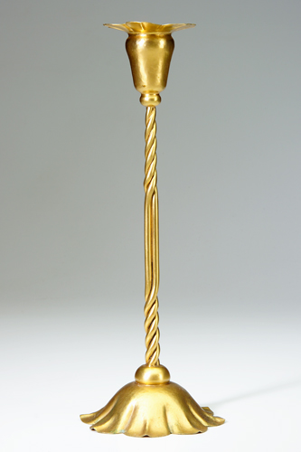 Appraisal: MARIE ZIMMERMANN Single candlestick with fluted flower-form base twisted stem