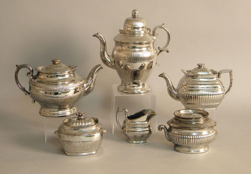 Appraisal: Group of silver resist teawares th c coffeepot - h