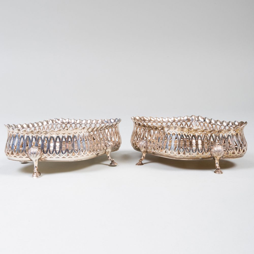 Appraisal: Pair of Howard Co Silver Navette Dishes Marked 'Sterling' x