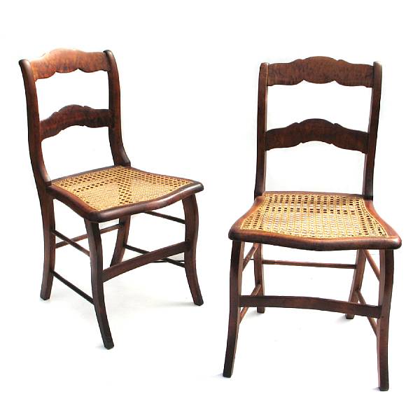 Appraisal: A set of four maple and cane side chairs height