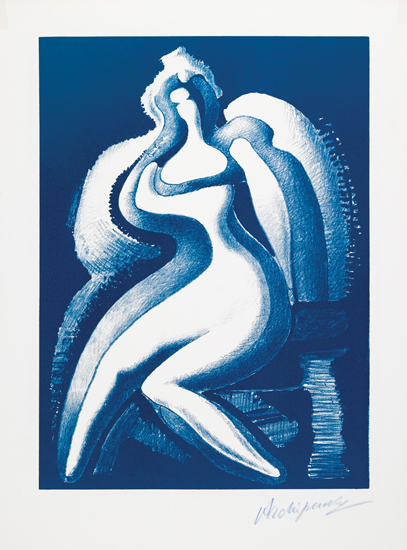 Appraisal: ALEXANDER ARCHIPENKO Coquette Lithograph printed in blue on cream wove