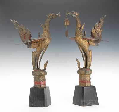 Appraisal: A Pair of Thai Bronze Temple Supannahong Birds Cast bronze