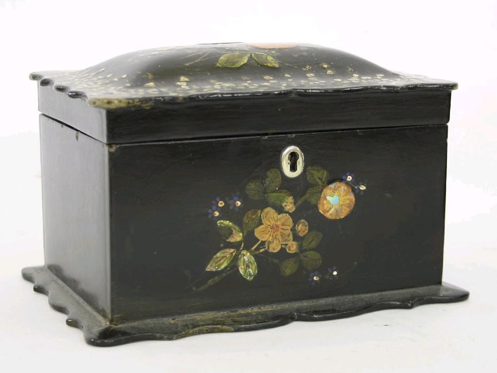 Appraisal: Victorian papier mache and mother of pearl inlaid two division