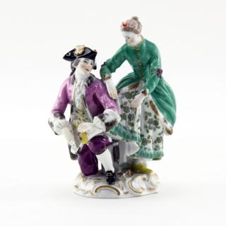 Appraisal: Meissen Porcelain Figurine Lacing The Skates Meissen Porcelain Figurine Lacing