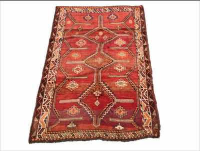 Appraisal: A Shiraz Carpet Silky wool on wool weft garnet colors