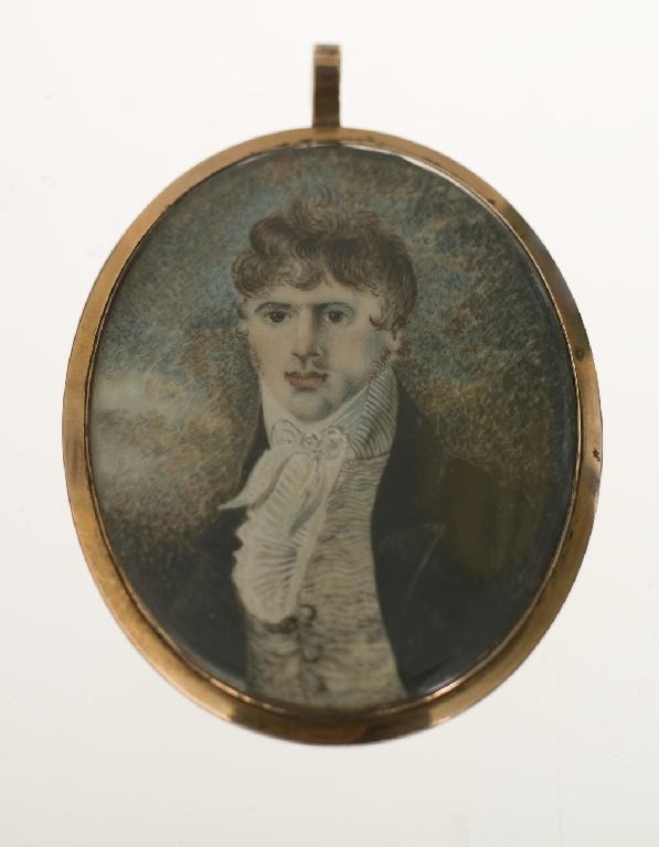 Appraisal: REGENCY PORTRAIT MINIATURE OF A GENTLEMAN on ivory in a