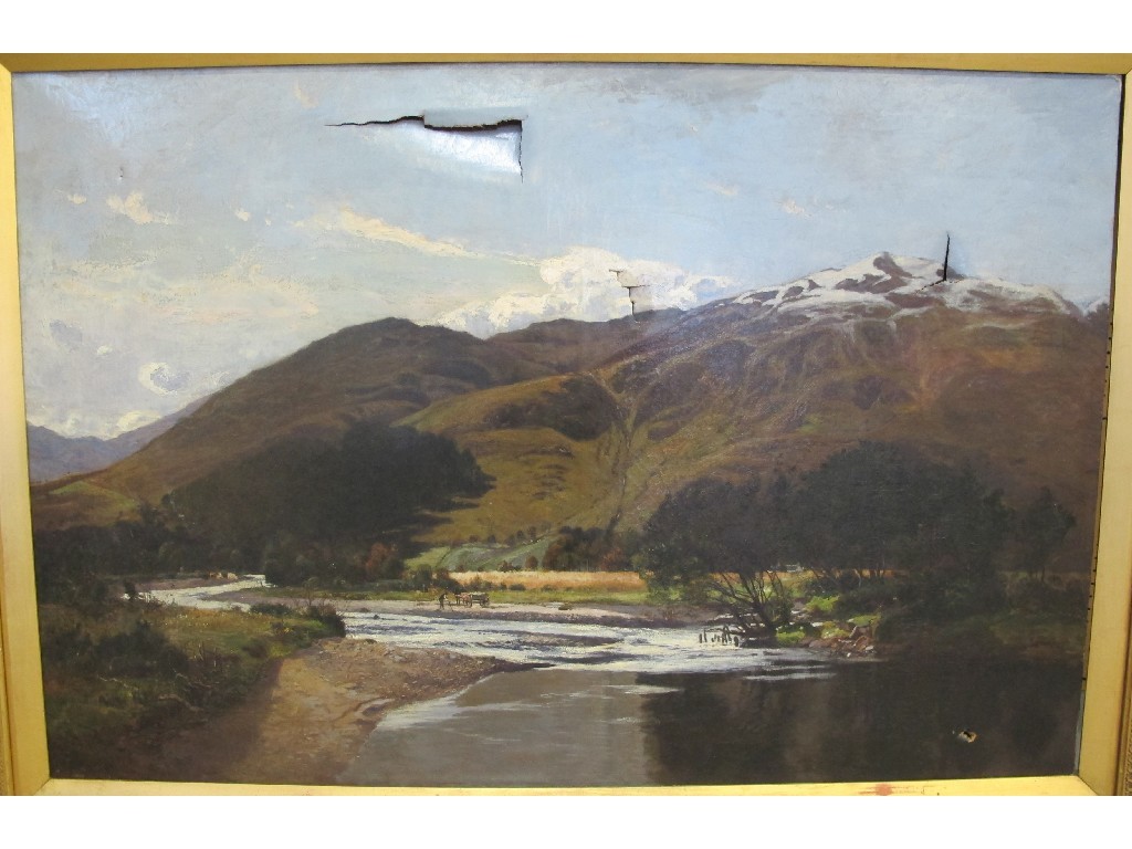 Appraisal: Oil on canvas highland landscape