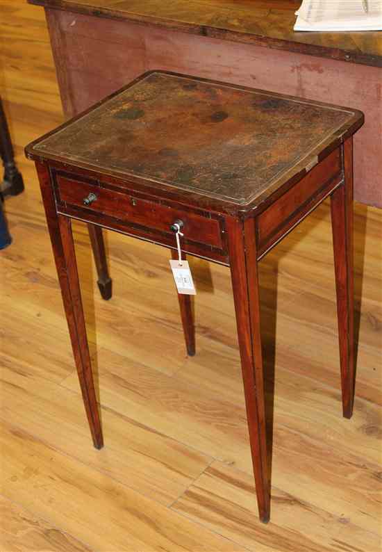 Appraisal: A George III inlaid mahogany side table with leather inset