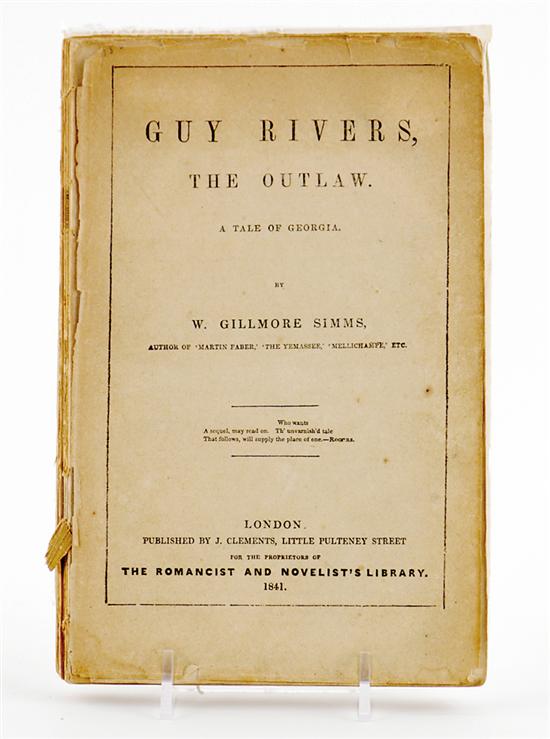 Appraisal: Rare book Guy Rivers The Outlaw Simms W Gillmore misspelled