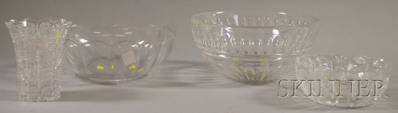 Appraisal: Four Colorless Pressed and Cut Glass Tableware Items two pressed