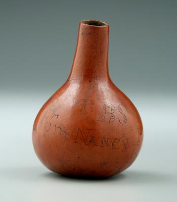 Appraisal: North Carolina th century gourd incised names Henry Butcher Nancy