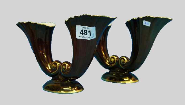 Appraisal: Pair Carltonware Rouge Royale Double Horned Vases