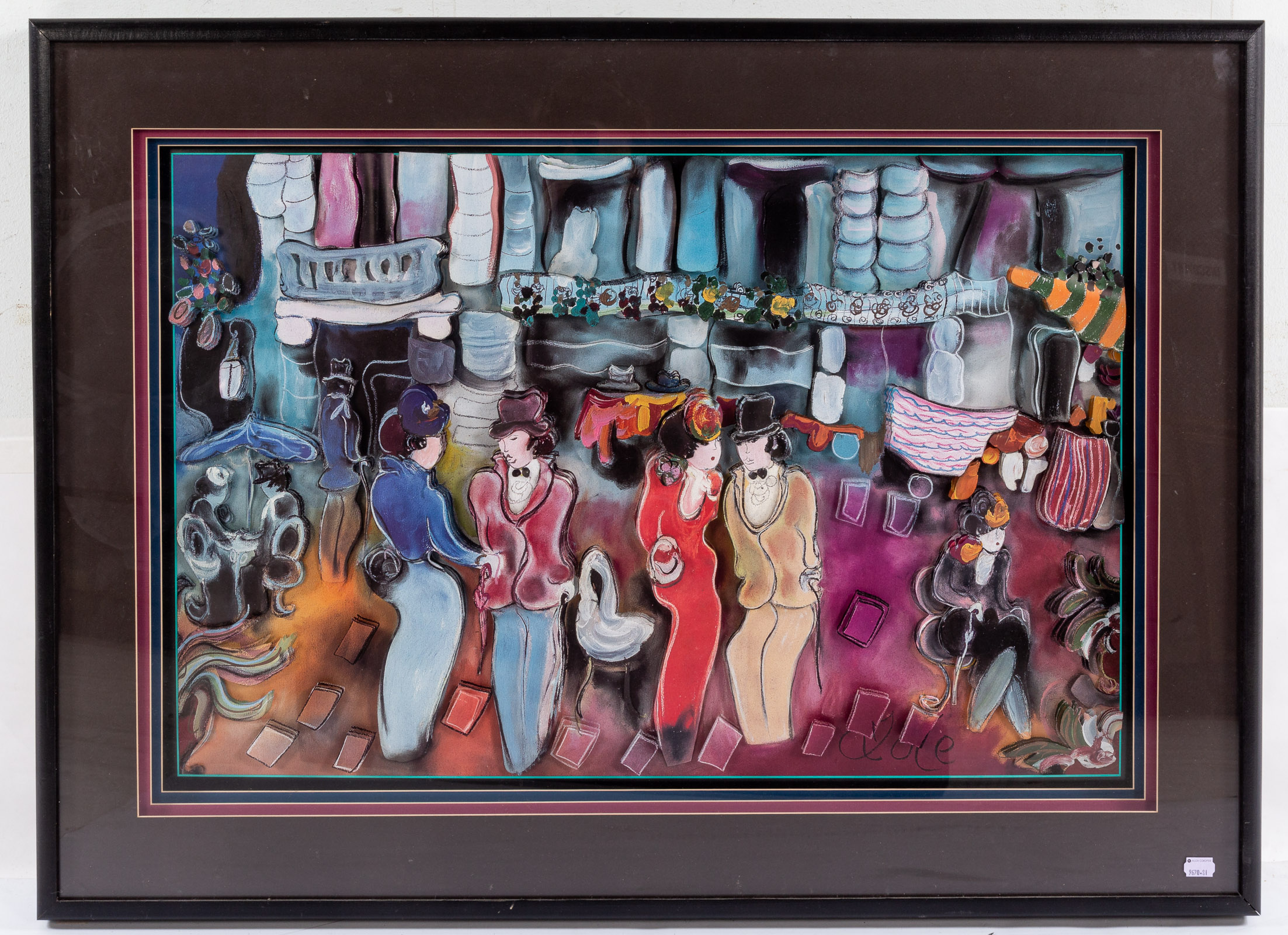 Appraisal: ZULE ON THE BOULEVARD -D COLLAGE PRINT Signed in print