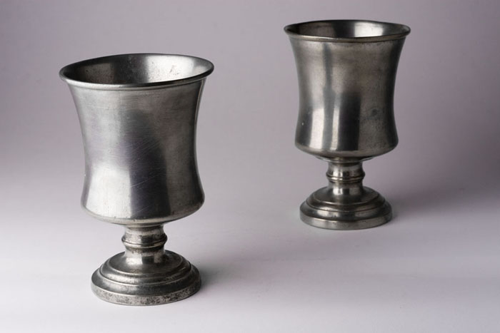 Appraisal: PAIR OF PEWTER CHALICES ATTRIBUTED TO TAUNTON BRITANNIA MANUFACTURING COMPANY