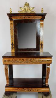 Appraisal: Spanish Empire pier console with mirror Executed in mahogany satinwood