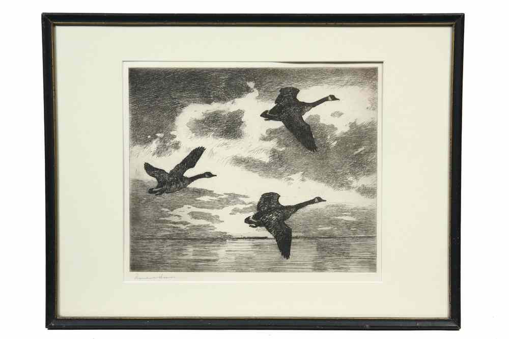 Appraisal: ETCHING - Three Canada Geese in Flight by Frank Benson