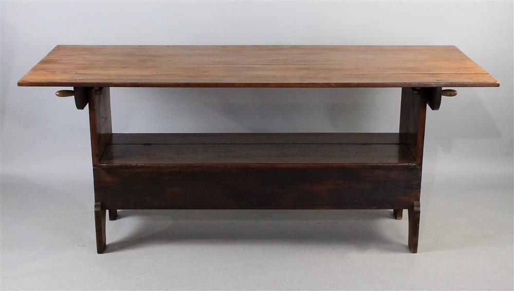 Appraisal: COUNTRY STYLE BENCH TABLE having a mulit board tilting top