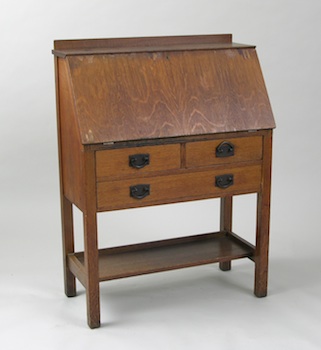 Appraisal: Gustav Stickley Drop Front Desk ca - An oak slant