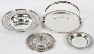 Appraisal: AMERICAN STERLING PIERCED BOWL PLATES FOUR PIECES AMERICAN STERLING PIERCED