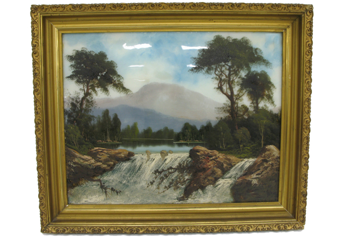 Appraisal: ATTRIBUTED TO JOHN J ENGLEHARDT OIL ON GLASS San Francisco