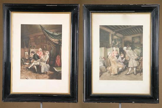 Appraisal: TWO FRAMED PRINTS Classical scenes of artists at work h