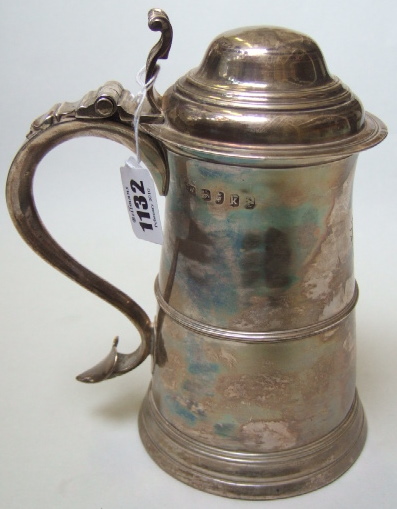 Appraisal: A silver tankard with a later copper bottom with domed