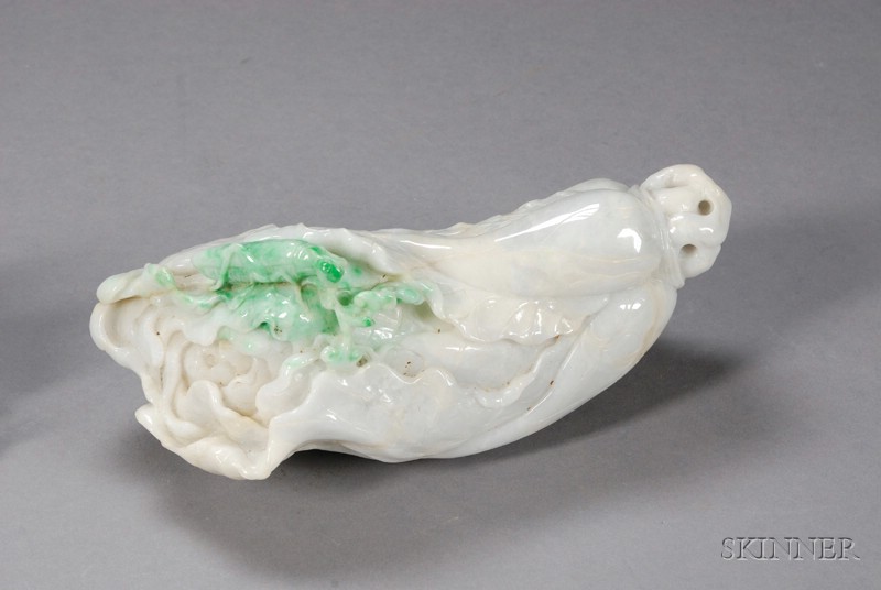 Appraisal: Jade Carving China white stone with areas of bright green