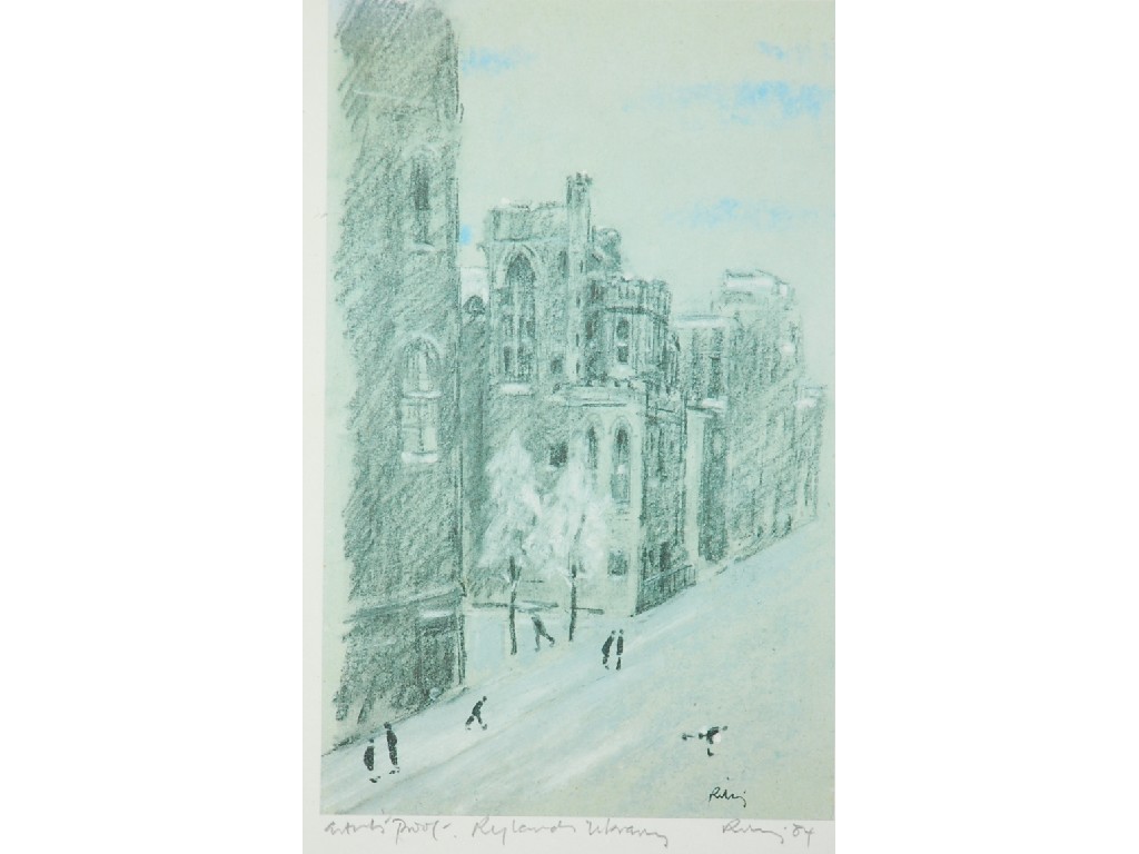 Appraisal: HAROLD RILEY ARTIST SIGNED COLOURED PRINT DATED Rylands Library x