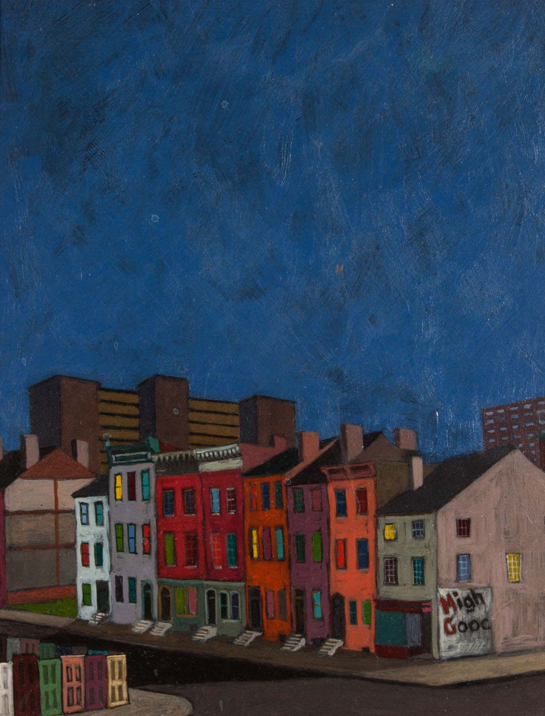 Appraisal: Attributed to Harry Evans Jr City Block acrylic American th