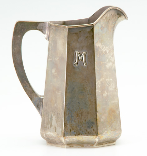 Appraisal: KALO Hammered Sterling faceted pitcher monogrammed 'M' Stamped mark pints