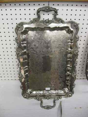 Appraisal: Silverplate Serving Tray footed handled '' x ''