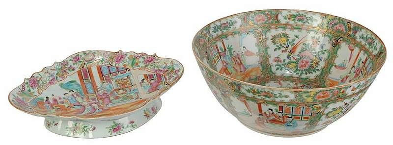 Appraisal: Rose Medallion Punch Bowl and Fruit Bowl Chinese th century