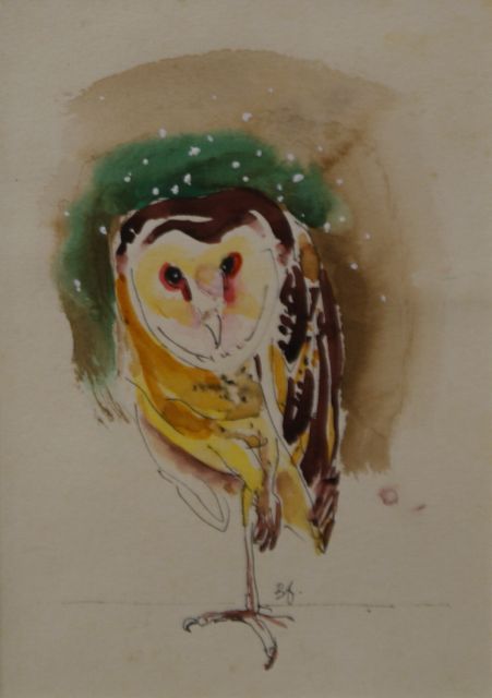 Appraisal: Bela Ivanyi born Owl watercolour and pen signed 'BI '