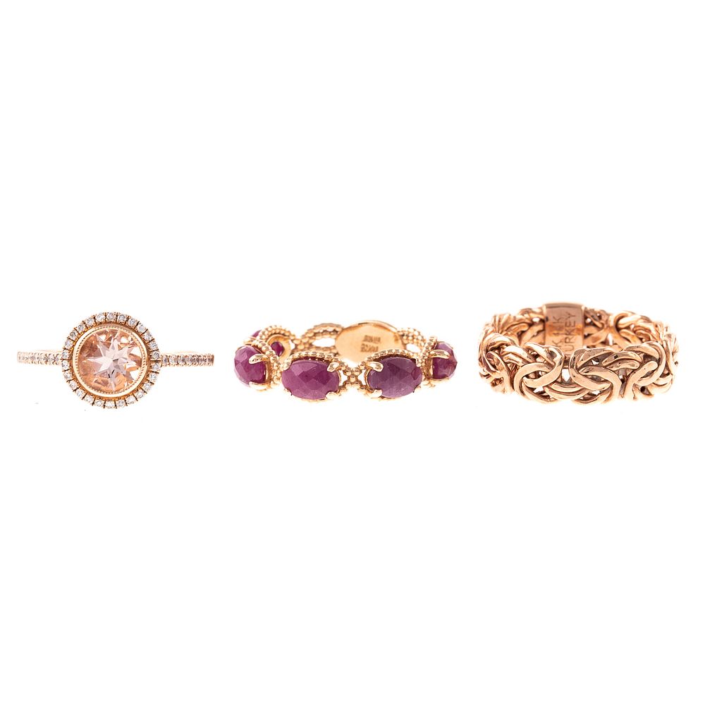 Appraisal: Two Gemstone Rings Band in K Rose Gold K rose