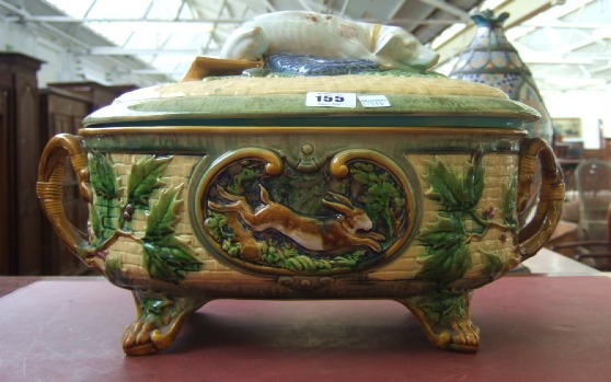 Appraisal: A Victorian majolica game pie dish and cover the lid