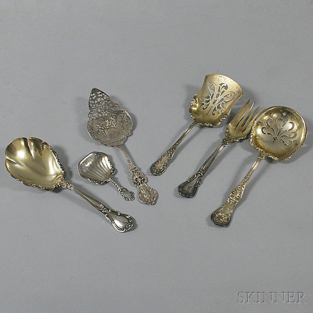 Appraisal: Six Silver Flatware Serving Items a Gorham Chantilly cold meat